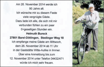 Glückwunschanzeige von Helmuth Bureck von Nordwest-Zeitung