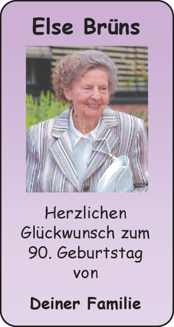 Glückwunschanzeige von Else Brüns von Nordwest-Zeitung