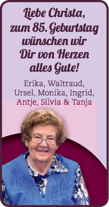 Glückwunschanzeige von Christa  von Nordwest-Zeitung