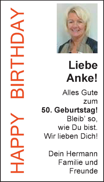 Glückwunschanzeige von Anke  von Nordwest-Zeitung