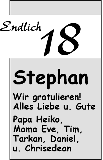 Glückwunschanzeige von Stephan  von Nordwest-Zeitung