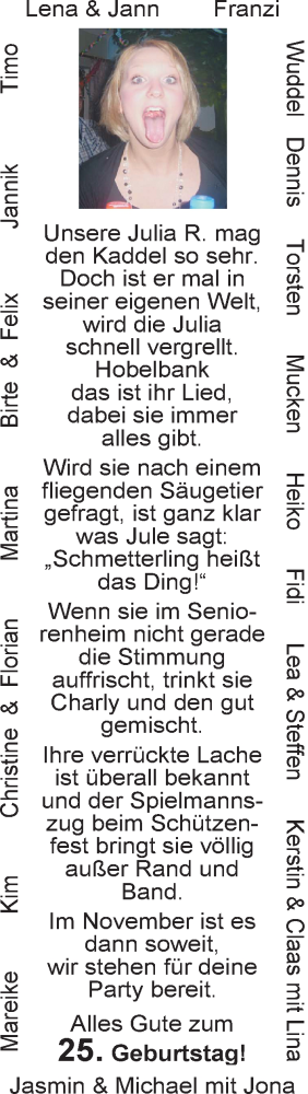 Glückwunschanzeige von Julia R. von Nordwest-Zeitung