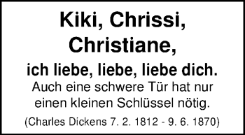 Glückwunschanzeige von Christiane  von Nordwest-Zeitung