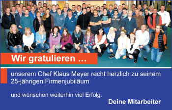 Glückwunschanzeige von Klaus Meyer von Nordwest-Zeitung