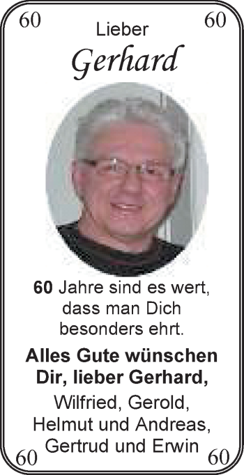 Glückwunschanzeige von Gerhard  von Nordwest-Zeitung