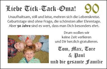 Glückwunschanzeige von Tick-Tack-Oma  von Nordwest-Zeitung