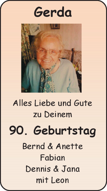 Glückwunschanzeige von Gerda  von Nordwest-Zeitung