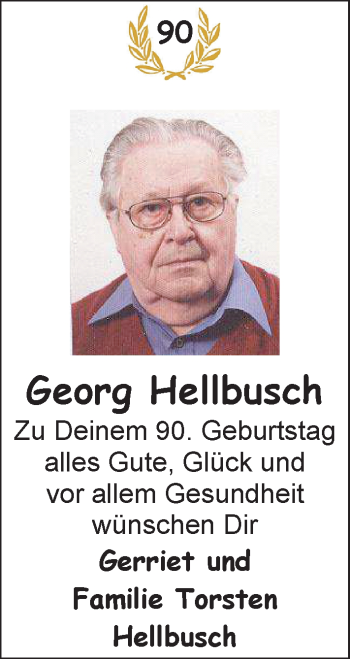 Glückwunschanzeige von Georg Hellbusch von Nordwest-Zeitung