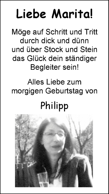Glückwunschanzeige von Marita  von Nordwest-Zeitung