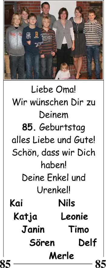 Glückwunschanzeige von Oma  von Nordwest-Zeitung