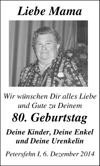 Glückwunschanzeige von Elfriede Schiller von Nordwest-Zeitung