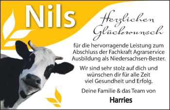 Glückwunschanzeige von Nils  von Nordwest-Zeitung