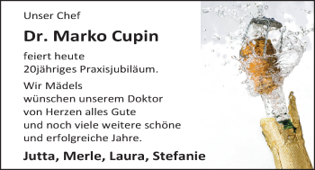 Glückwunschanzeige von Marko Cupin von Nordwest-Zeitung