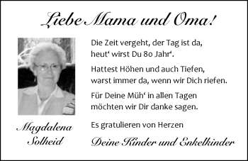 Glückwunschanzeige von Magdalena Solheid von Nordwest-Zeitung