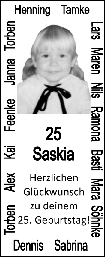 Glückwunschanzeige von Saskia  von Nordwest-Zeitung
