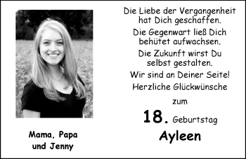 Glückwunschanzeige von Ayleen Hoefert von Nordwest-Zeitung