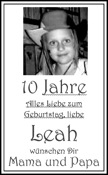 Glückwunschanzeige von Leah Krenzin von Nordwest-Zeitung
