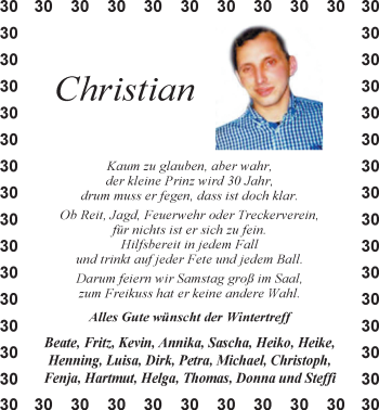 Glückwunschanzeige von Christian  von Nordwest-Zeitung