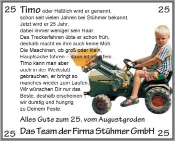 Glückwunschanzeige von Timo  von Nordwest-Zeitung