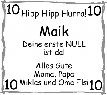 Glückwunschanzeige von Maik  von Nordwest-Zeitung