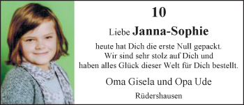 Glückwunschanzeige von Janna-Sophie  von Nordwest-Zeitung