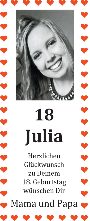 Glückwunschanzeige von Julia  von Nordwest-Zeitung