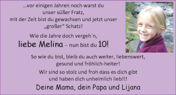 Glückwunschanzeige von Melina  von Nordwest-Zeitung