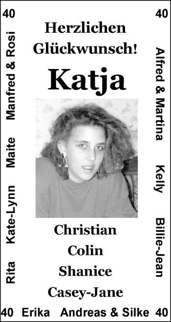 Glückwunschanzeige von Katja  von Nordwest-Zeitung