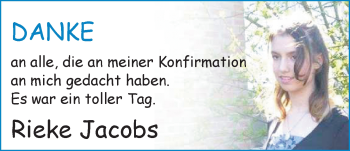 Glückwunschanzeige von Rieke Jacobs von Nordwest-Zeitung