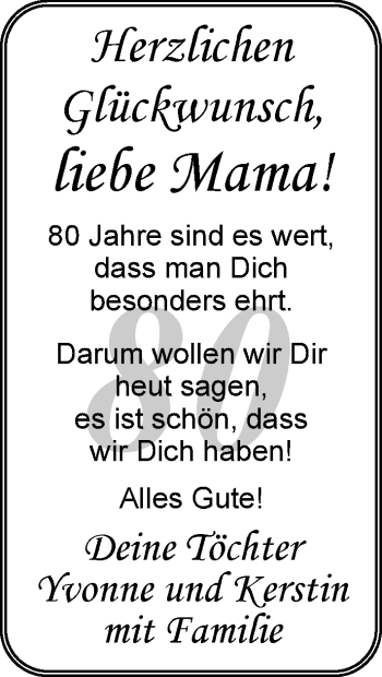 Glückwunschanzeige von Liebe Mama  von Nordwest-Zeitung