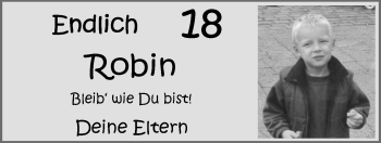 Glückwunschanzeige von Robin  von Nordwest-Zeitung