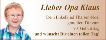 Glückwunschanzeige von Klaus  von Nordwest-Zeitung