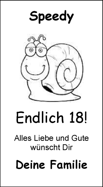Glückwunschanzeige von Speedy  von Nordwest-Zeitung