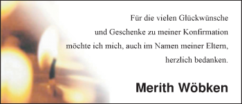 Glückwunschanzeige von Merith Wöbken von Nordwest-Zeitung