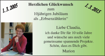 Glückwunschanzeige von Claudia Bode von Nordwest-Zeitung