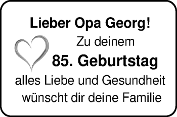 Glückwunschanzeige von Georg Klinkebiel von Nordwest-Zeitung