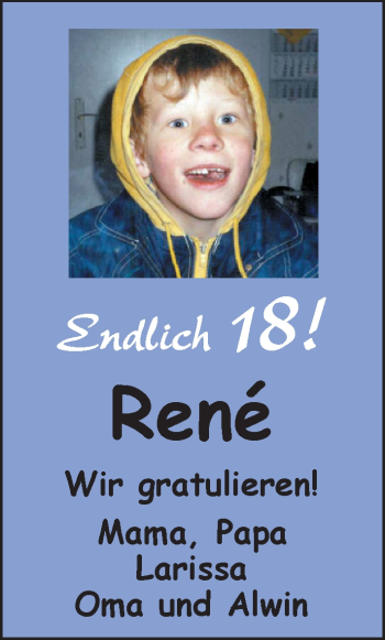 Glückwunschanzeige von Rene  von Nordwest-Zeitung