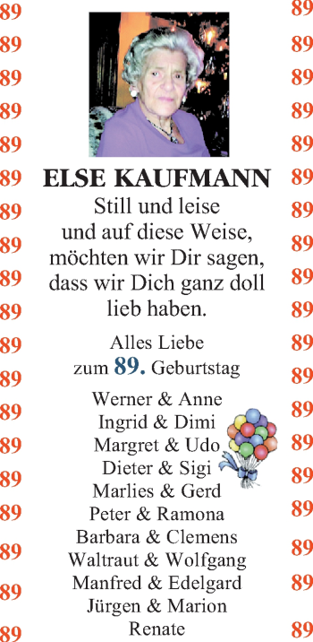 Glückwunschanzeige von Else Kaufmann von Nordwest-Zeitung