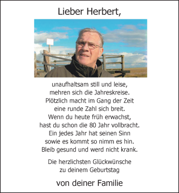 Glückwunschanzeige von Herbert  von Nordwest-Zeitung