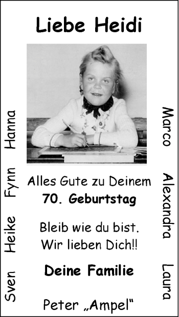 Glückwunschanzeige von Heidi Hofhenke von Nordwest-Zeitung