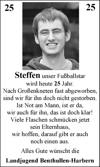 Glückwunschanzeige von Steffen  von Nordwest-Zeitung