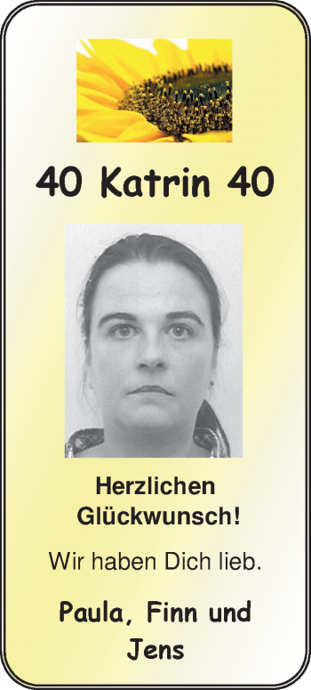 Glückwunschanzeige von Katrin Rabe von Nordwest-Zeitung