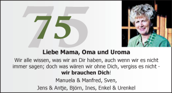 Glückwunschanzeige von Mama  von Nordwest-Zeitung