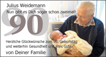 Glückwunschanzeige von Julius Weidemann von Nordwest-Zeitung