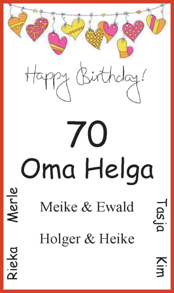 Glückwunschanzeige von Helga  von Nordwest-Zeitung