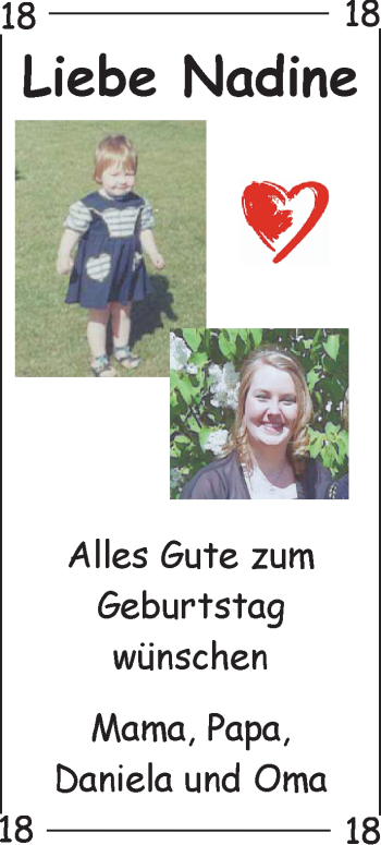 Glückwunschanzeige von Nadine Vogt von Nordwest-Zeitung