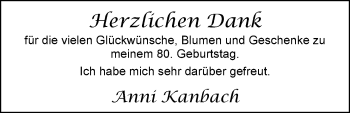 Glückwunschanzeige von Anni Kanbach von Nordwest-Zeitung