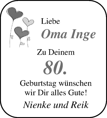 Glückwunschanzeige von Oma Inge  von Nordwest-Zeitung