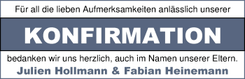 Glückwunschanzeige von Julien und Fabian  von Nordwest-Zeitung