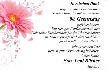 Glückwunschanzeige von Leni Böcker von Nordwest-Zeitung